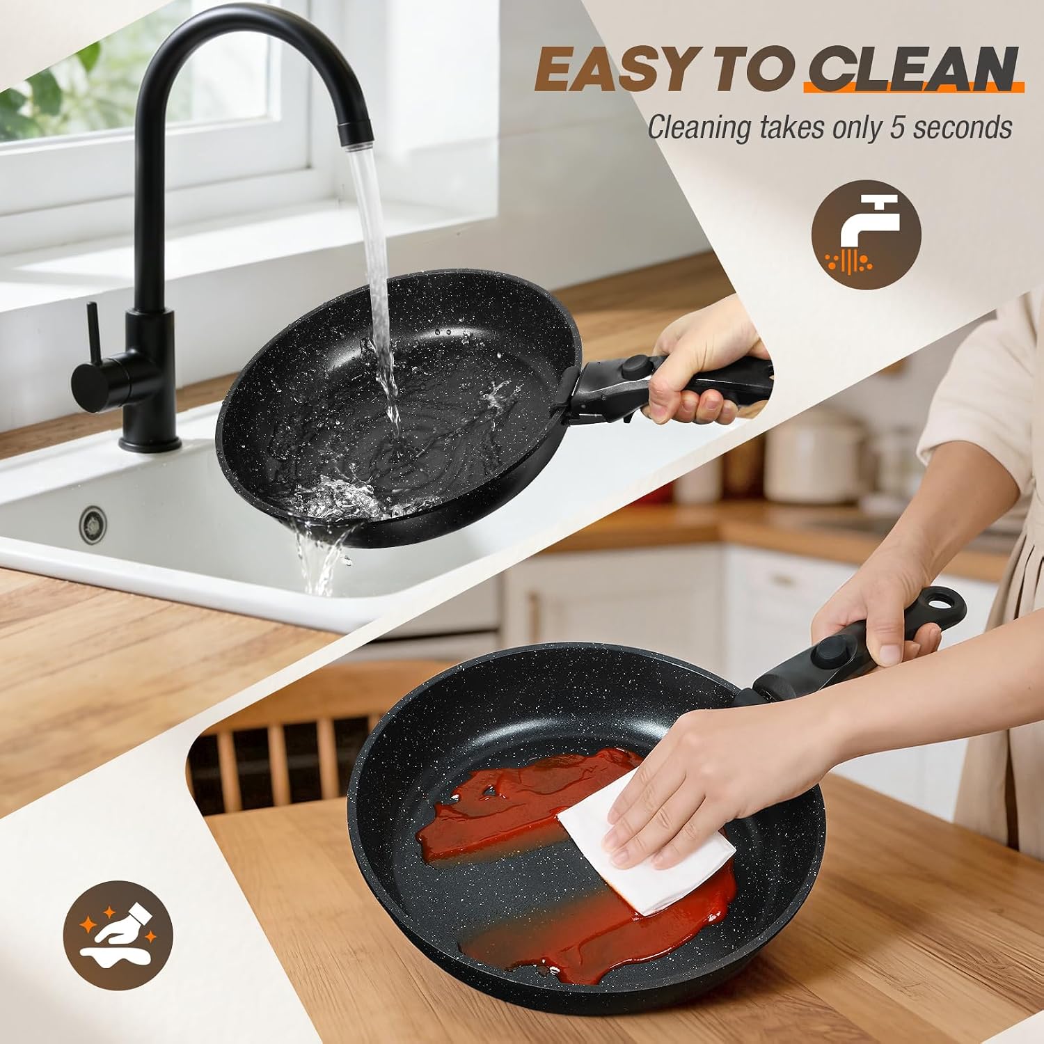 Pots And Pans Set, Nonstick Cookware Set Detachable Handle, Induction Kitchen Cookware Sets With Removable Handle, Non Stick Rv Cookware Set, Dishwasher ＆ Oven Safe (21 Pcs)