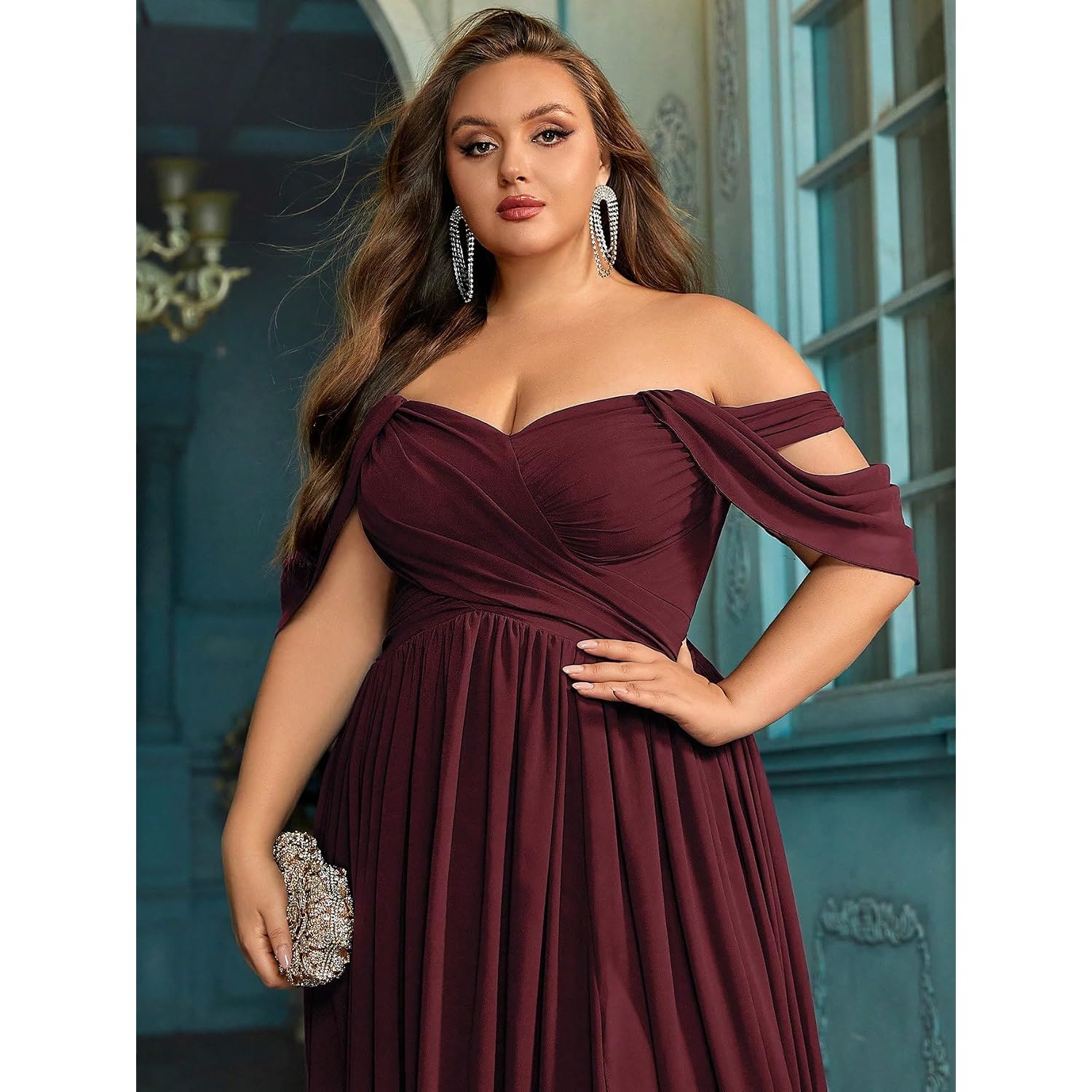 Women'S Daily Plus Size Dresses A Line Chiffon Wedding Guest Bridesmaid Maxi Dress Prom Evening Party Cocktail Gown
