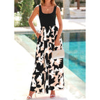 Kirundo Women Summer Maxi Dress Boho Long Sundress, Sleeveless Floral Flowy A Line Scoop Neck Tank,Beach Vacation Resort Wear