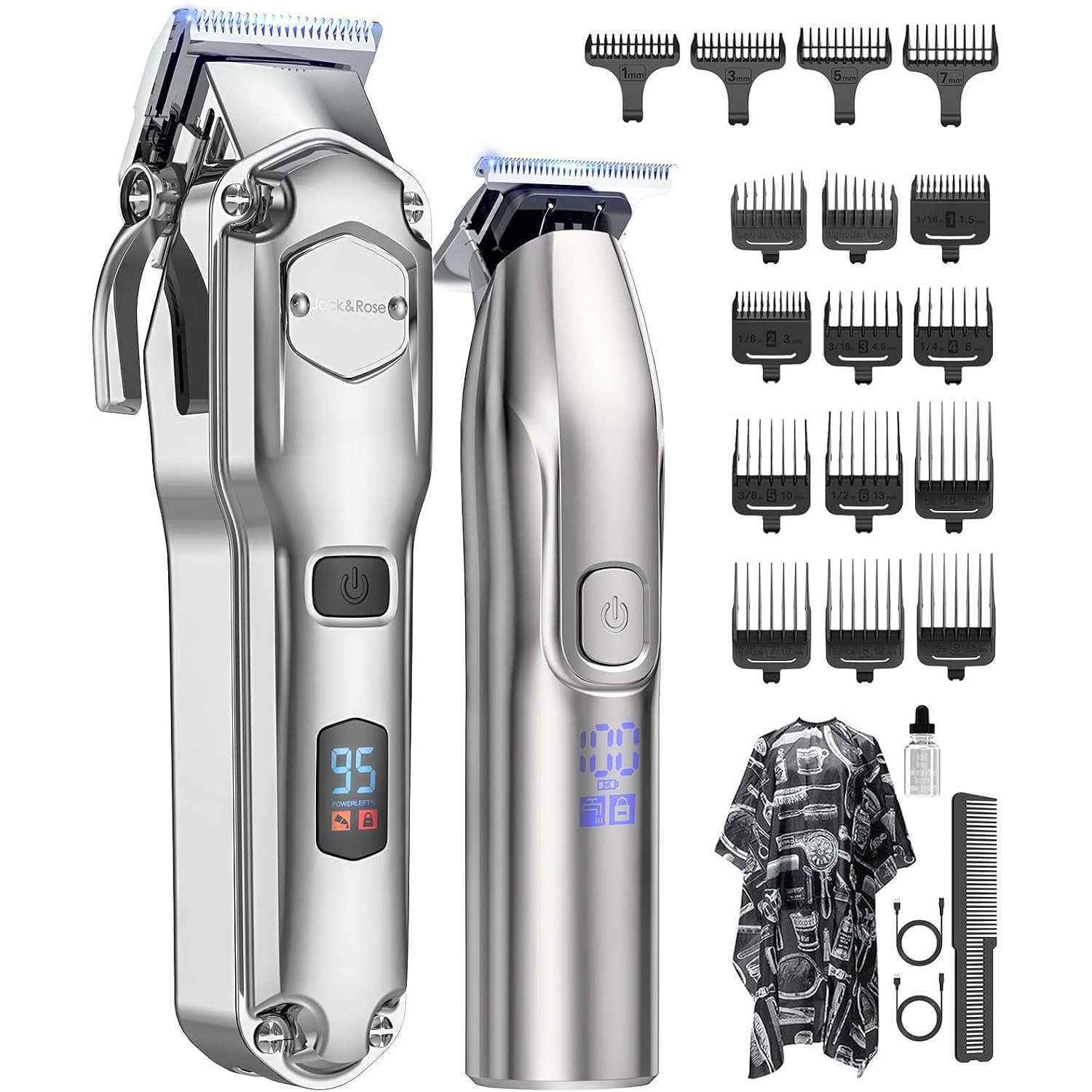 Jack & Rose Clippers And Trimmers Set, Cordless Hair Clippers For Men, Barber Clippers Set