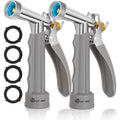Automan Full Size Garden Hose Nozzle 2 Pack, High Pressure Pistol Grip Water Nozzle Sprayer With Threaded Front, Adjustable Spray Water Flow For Washing Car, Cleaning Ground, Watering Plants