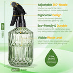 Glass Plant Mister Bottle - 13.5 Oz Refillable Leak Proof Water Spray Bottle For Indoor Plants, Spring Gardening,Cleaning, Hair, Pets Care With Adjustable Mist Nozzle (Green)