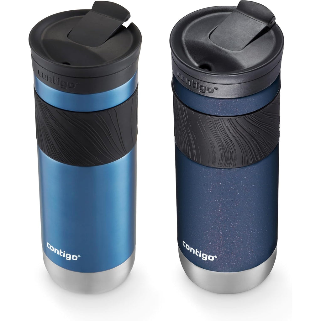 Contigo Snapseal Insulated Stainless Steel Travel Mug With Grip 20Oz. Blue Corn Transparent Satin & Midnight Berry