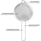 3.35 Inch Silver Fine Mesh Strainer, Stainless Steel Metal Handheld Small Mini Sieve Strainer, Kitchen Food Strainer With Handle For Cocktail, Tea, Coffee And Juice