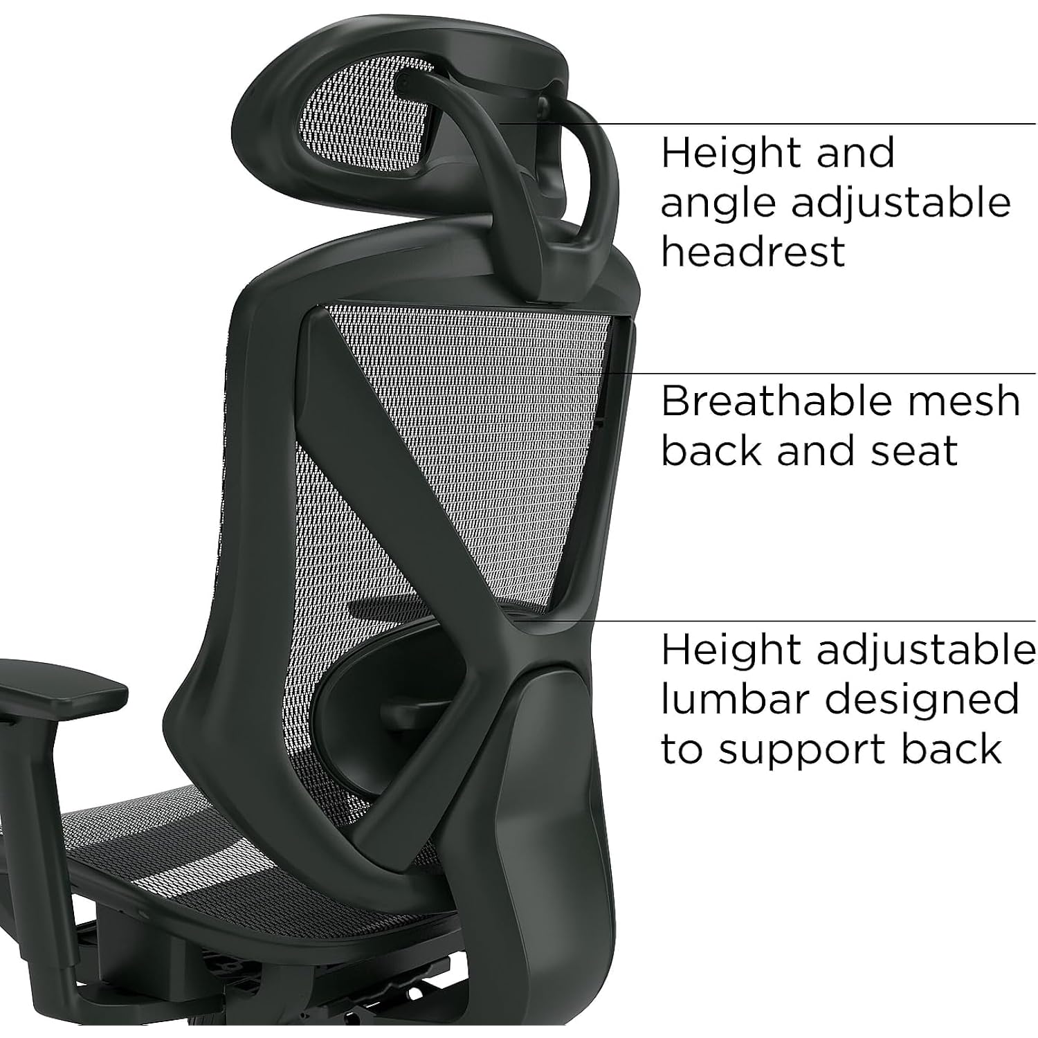 Staples Dexley Ergonomic Task Chair, Mesh, Ergonomic, Lumbar Support, Adjustable Height, Black
