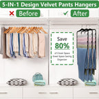 Closet Organizers And Storage,3 Pack Organization And Storage Pants-Hangers-Space-Saving,Velvet Hanger For Dorm Room For College Students Girls Boys Guys Hanging Jean Scarf
