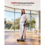 Cordless Vacuum Cleaner, 75Mins/55Kpa/650W Freestanding Vacuum Cleaners For Home, With Anti-Static&Anti-Tangle Brush, Led Touch Screen, Stick Vacuum For Carpets, Pet Hair, Hardwood Floors
