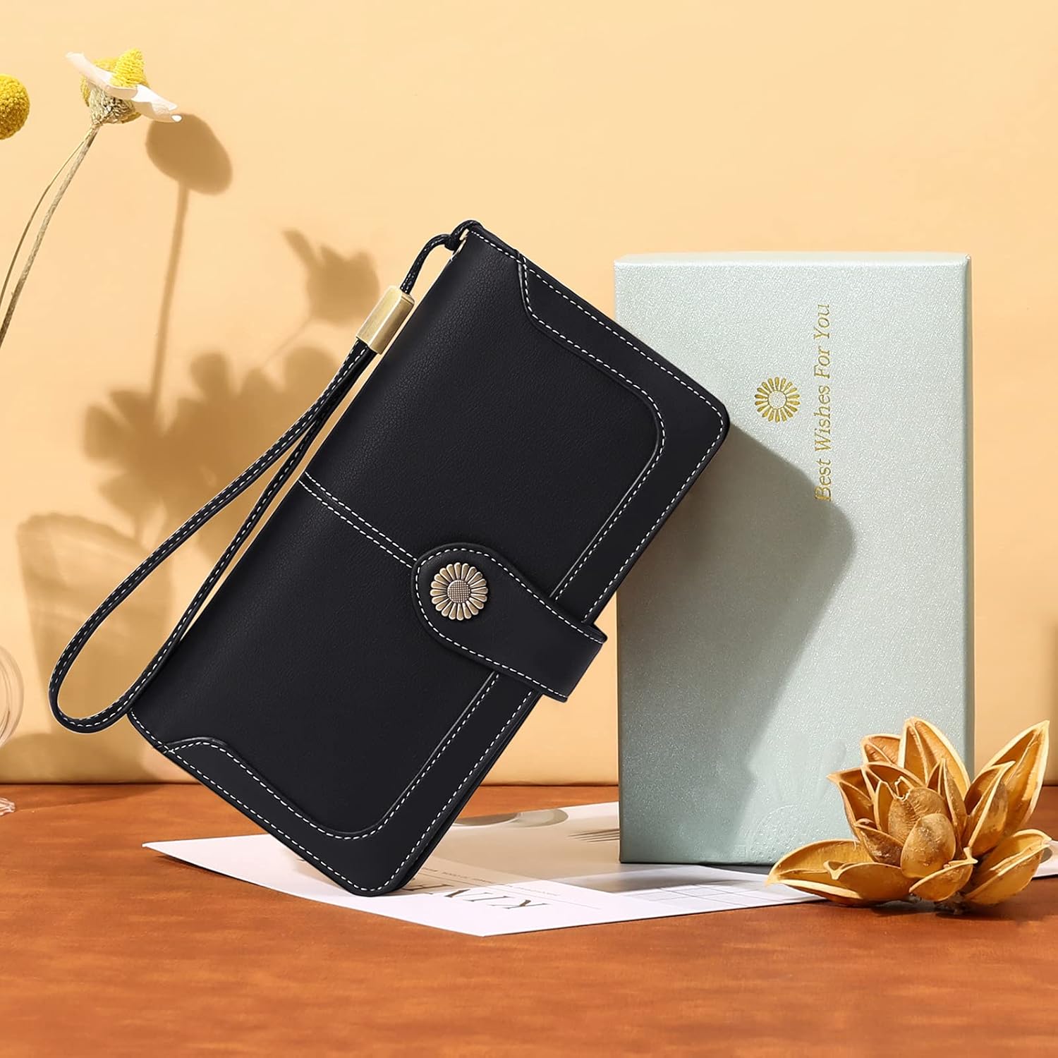 FALAN MULE Wallets for Women Trifold Wristlet Wallets Large Capacity RFID Blocking Ladies Purse Credit Card Holder