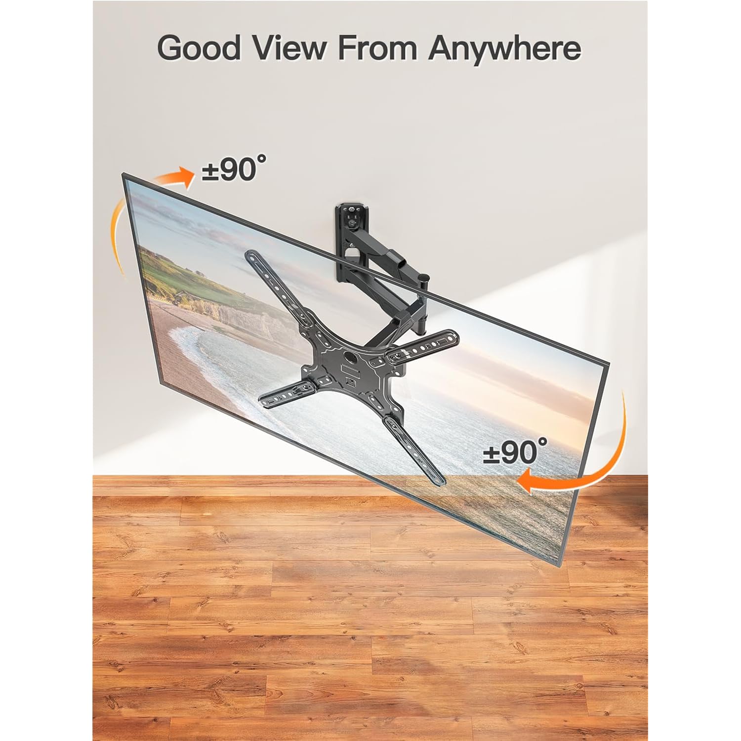 ELIVED TV Wall Mount for Most 26-60 Inch TVs, Swivel and Tilt Full Motion TV Mount with Single Stud Perfect Center Design, Wall Mount Bracket Max VESA 400x400mm, Corner Mount Holds up to 77 lbs.