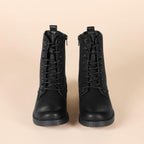 Amazon Essentials Women'S Lace-Up Combat Boots With Lug Sole And Side Zipper