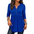 Zeagoo Women Blouses Long Sleeve Shirts Boho Henley V Neck Tops Business Casual Loose Pleated Fashion Clothing