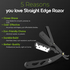 The Cut Factory® Straight Razor for Men Professional Barber Straight Edge Razor for Comfortable Smooth Shave. Gift Box Leather Pouch 20 Single Edge Blades. Our Blades Never Fall