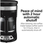 Hamilton Beach 12 Cup Programmable Drip Coffee Maker | Regular & Bold Brew Options | Auto Pause And Pour | Glass Carafe | Black With Stainless Accents | 46299J