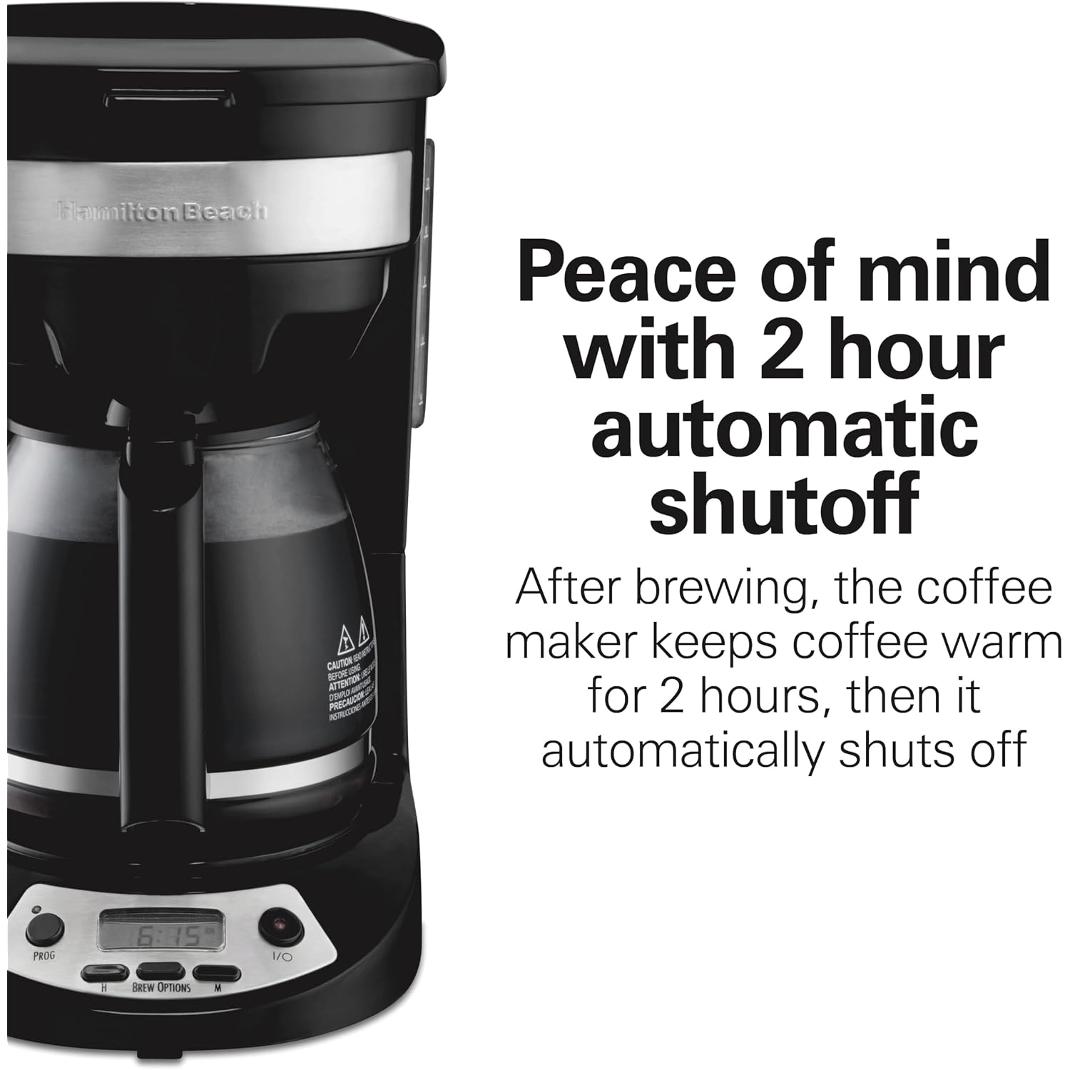 Hamilton Beach 12 Cup Programmable Drip Coffee Maker | Regular & Bold Brew Options | Auto Pause And Pour | Glass Carafe | Black With Stainless Accents | 46299J