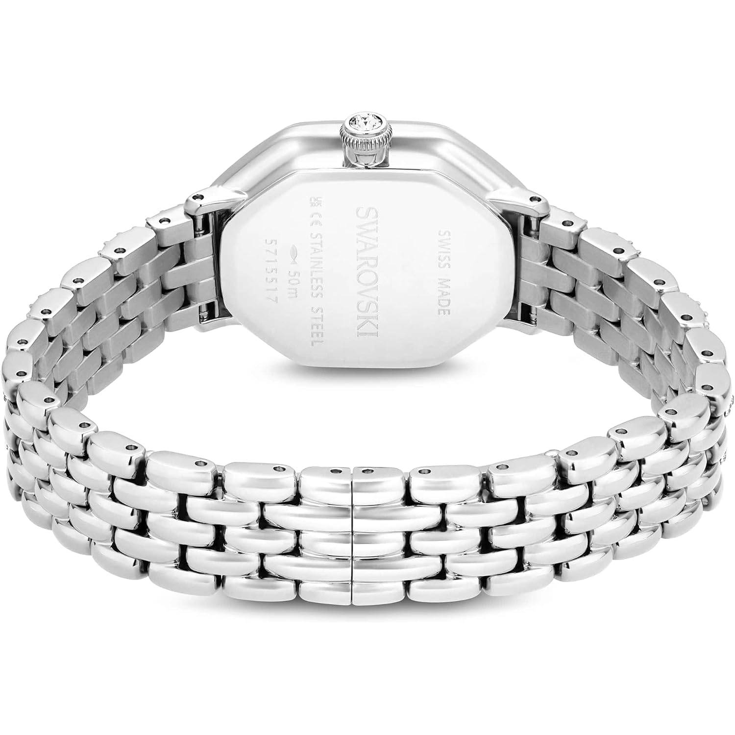 Swarovski Dextera Octagon Watch, Swiss Made, Metal Bracelet, Silver Tone, Stainless Steel