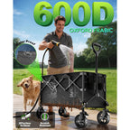 40" Extra Large Collapsible Wagon Cart 550 Lbs Capacity Big Wheels | Folds To 0.65 Cu Ft (1/10 Of Expanded Size); Quiet 360° Big Wheels; 600D Oxford Fabric; 300L For Bulky Gear; 550 Lbs Load