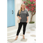 Fisoew Women'S Plus Size V Neck T Shirts Summer Half Sleeve Tees Casual Loose Fit Cotton Tunic Tops