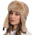 Winter Trapper Hat with Windproof Ear Flaps,Women Men Faux Fur Bomber Hat, Thermal Aviator Cap for Outdoor Skiing Hunting
