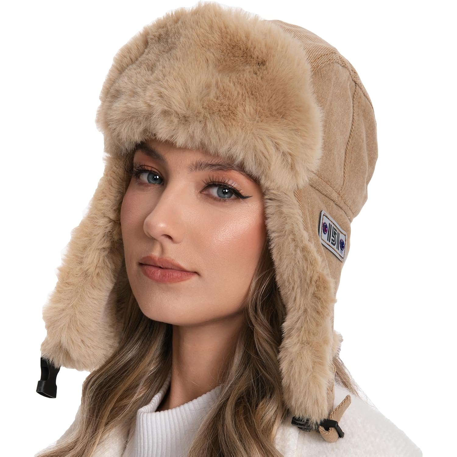 Winter Trapper Hat with Windproof Ear Flaps,Women Men Faux Fur Bomber Hat, Thermal Aviator Cap for Outdoor Skiing Hunting