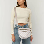 hibear Checkered Crossbody Bag Spacious Bum Bags for Women Nylon Crossbody Fanny Packs Checkered Purse Belt Wallet