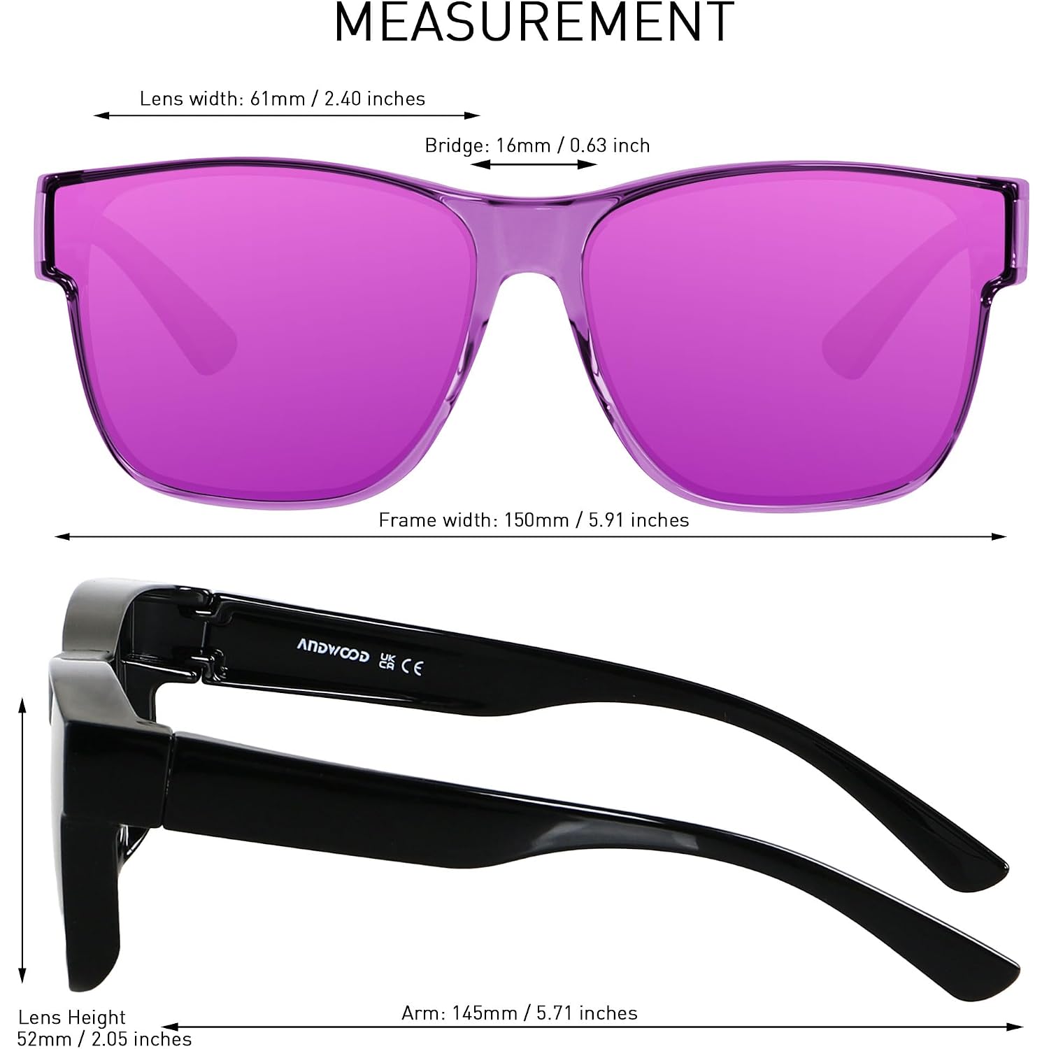 Fit Over Glasses Polarized Sunglasses for Women Men Oversized Square Shades UV400 Protection (3pack) Black + Mirror Blue + Mirror Purple
