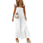 Prettygarden Women'S 2026 Summer Casual Maxi Dresses Cap Sleeve V Neck Smocked Long Pockets Party Sundress Vacation Outfits