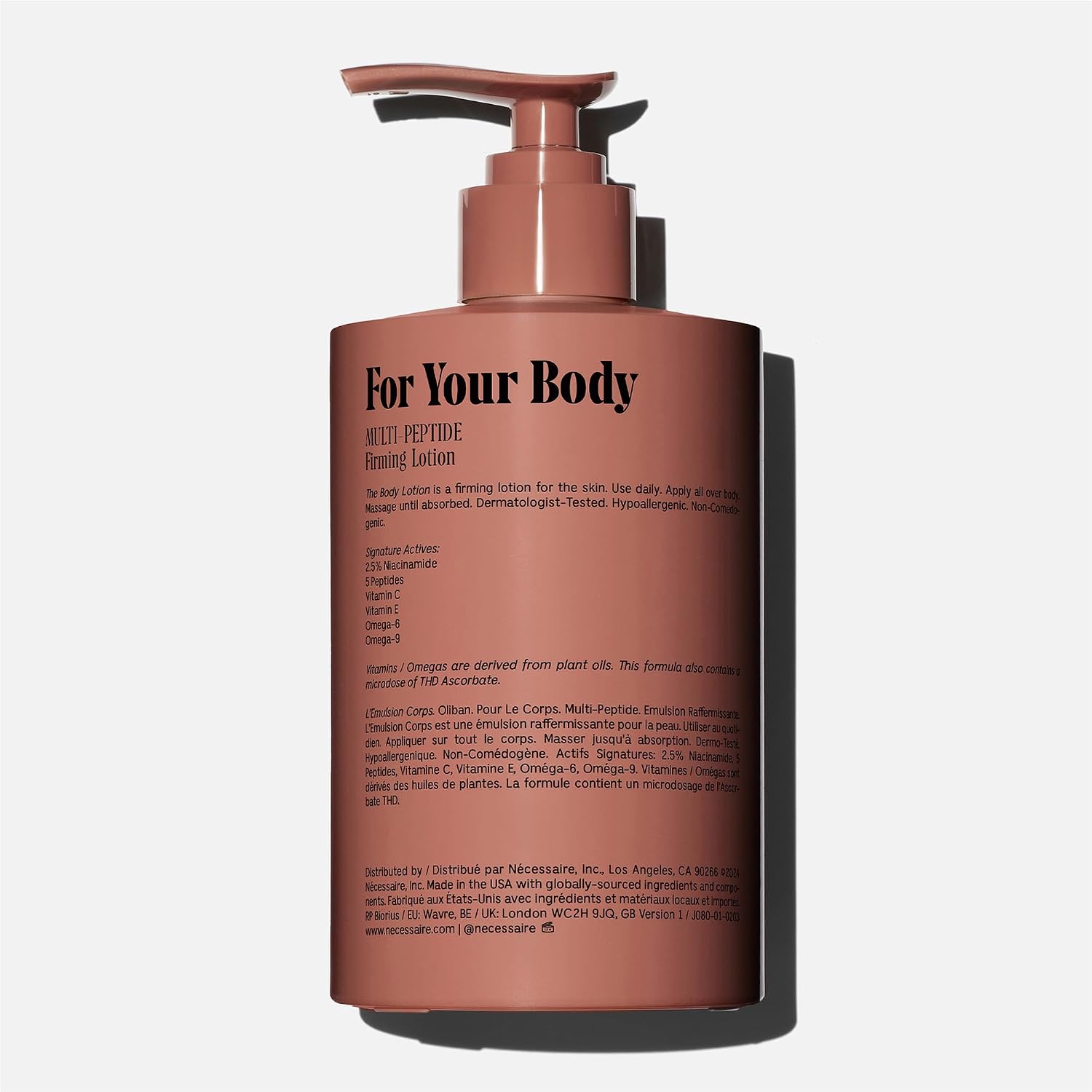 Nécessaire The Body Lotion Olibanum - Multi-Peptide Moisturizer - Firming Body Lotion For Women + Men. 2.5% Niacinamide. Non-Comedogenic + Hypoallergenic For Sensitive Skin - 15.2Oz