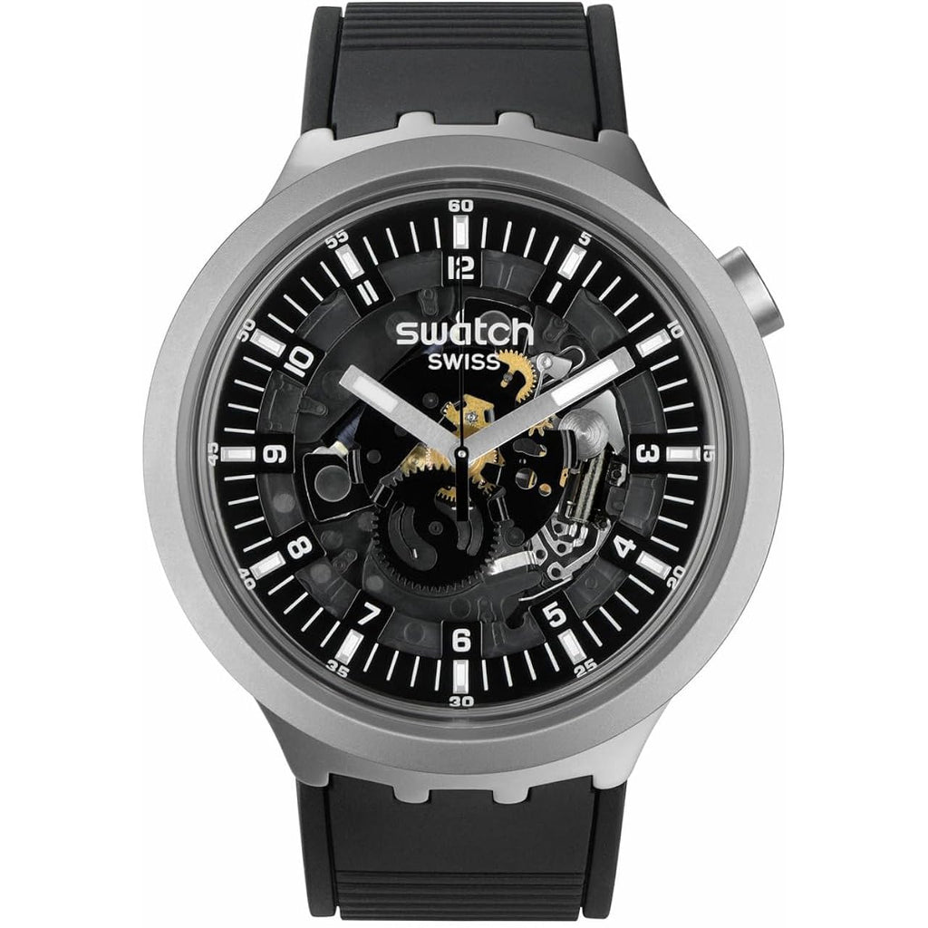 Swatch Big Bold Irony Lacquered Unisex Watch Casual Polymer Black Automatic Waterproof Dark Irony