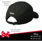 Disney Minnie Mouse Dad Hat, Cotton Adjustable Baseball Cap with Curved Brim Black