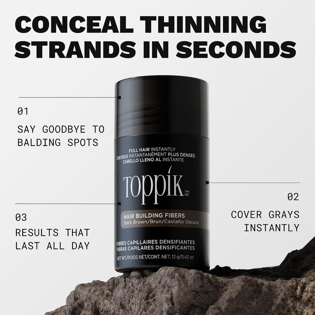 Toppik Hair Building Fibers, Fill In Fine Or Thinning Hair Instantly Thicker, Fuller Looking Hair 9 Shades,4 Size Options