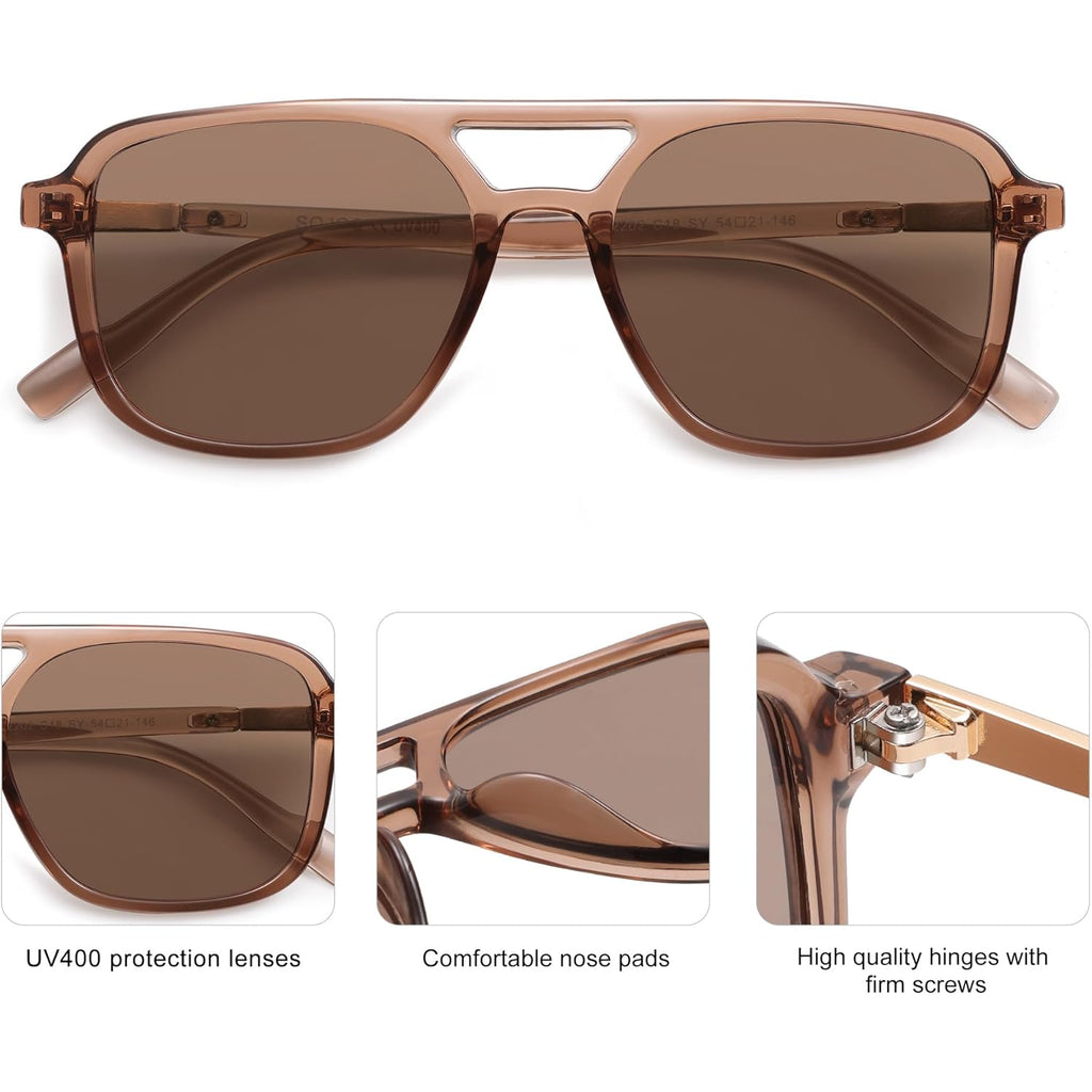 SOJOS Retro Aviator Sunglasses for Women Men,Trendy Rectangle Womens Mens Shades Sun Glasses SJ2202