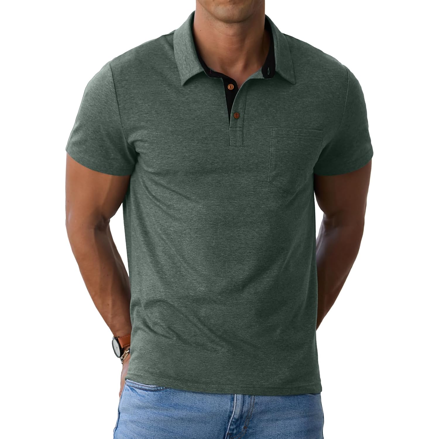 Sailwind Men'S Cotton Polo Shirts Short Sleeve Casual Summer Shirts Classic Collared Golf Shirt With Pocket