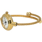 Collections Women's Cuff Watch - Round Analog Display Arabic Numbers 23mm Case Wire Bracelet Watch for Women Elegant Cable Cuff Bangle Wrist Watch