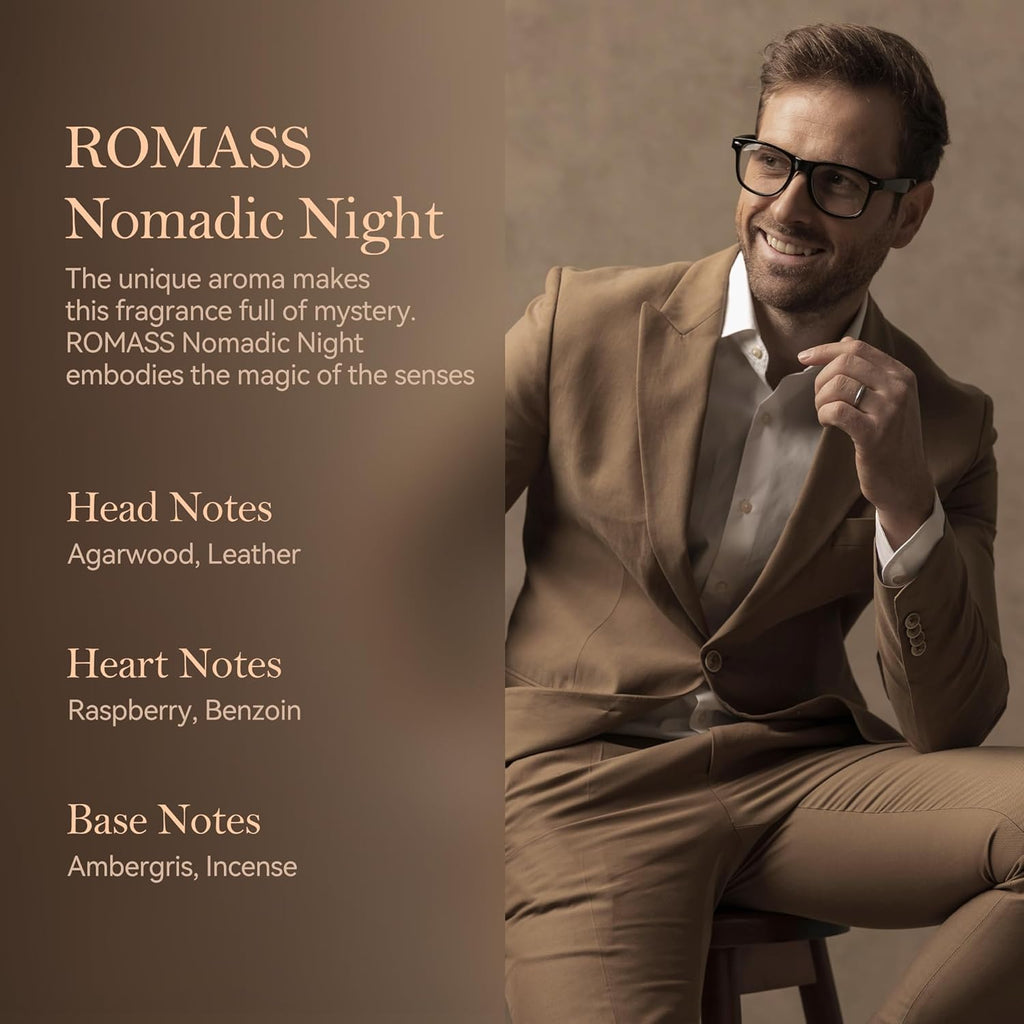 ROMASS Nomadic Night Eau de Parfum Unisex Fragrance with Smoked Oud Desert Sage & Starry Amber 3.4oz/100ml