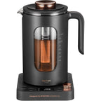 Electric Tea Kettle, Intasting Glass Electric Kettle With Tea Infuser And Precise Knob Temperature Control, 1200W Fast Heating, Bpa-Free, Easy To Clean, 1 Liter (Dark Gray)