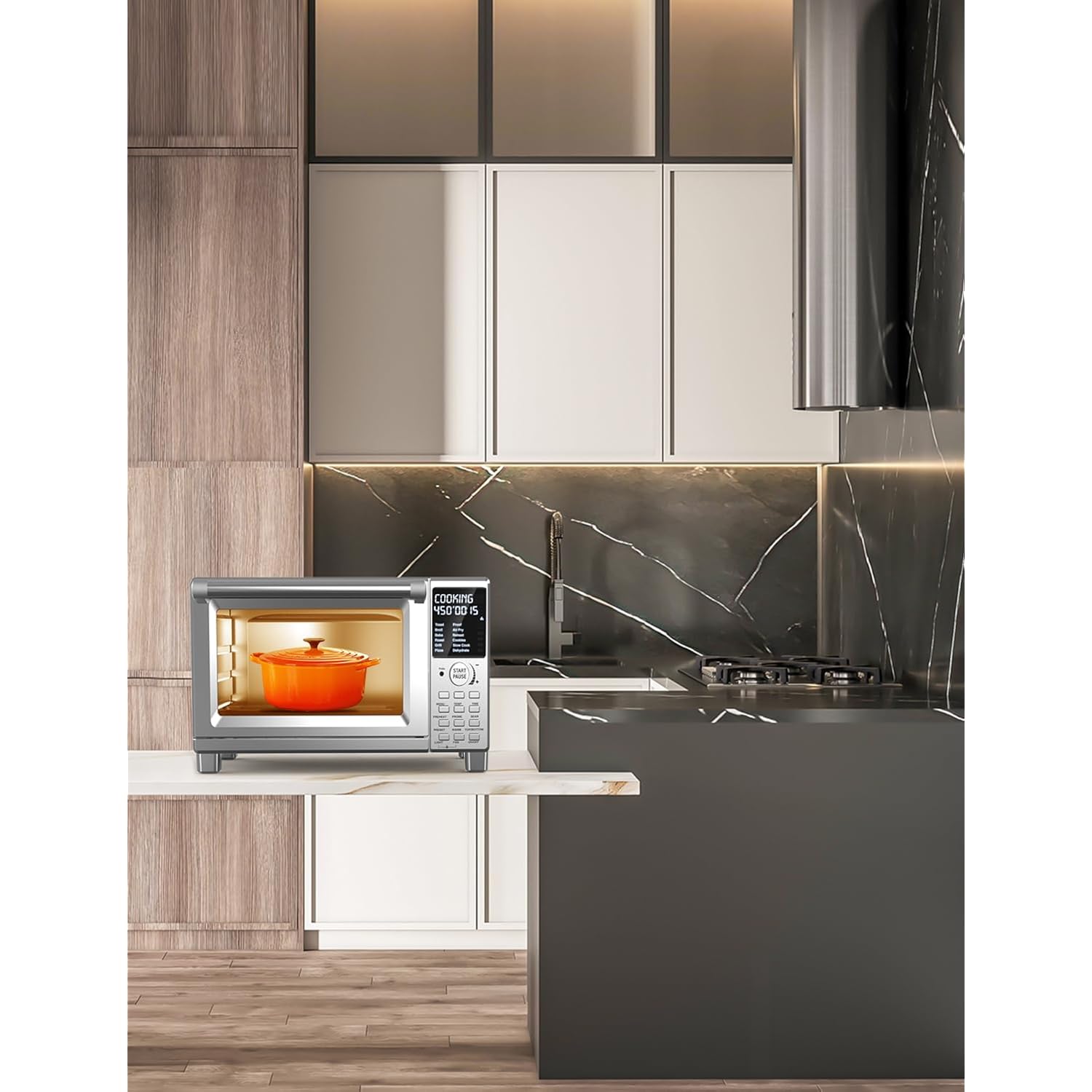 Nuwave Bravo Xl Pro Air Fryer Toaster Oven, Improved 100% Super Convection, Quicker & Crispier Results, 100 Presets, Multi-Layer Even Cooking, 50-500F, Smart Probe, Pfas Free, 30Qt, Stainless Steel