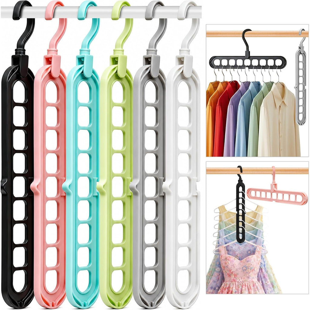 Closet Organizers And Storage,College Dorm Room Essentials,Pack Of 6 Multifunctional Organizer Magic Space Saving Hangers With 9 Holes Storage Organization For Wardrobe Closet