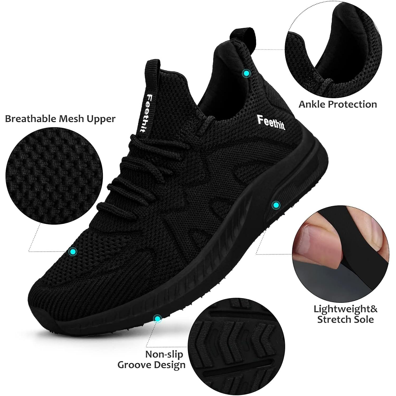 Feethit Womens Running Shoes Tennis Walking Shoes Slip On Sneakers Lightweight Gym Shoes For Workout Work Travel Athletic