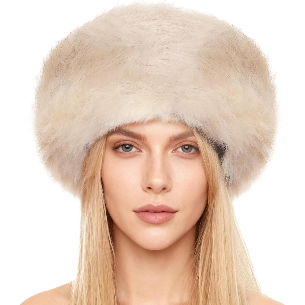 Russian Hat Winter Faux Fur Hats Cossack Hat Warm Russian Style Cap for Women
