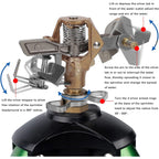 Biswing Impact Sprinkler Head On Tripod Base, Heavy Duty Lawn Sprinklers, 360 Degree Large Area Irrigation, Metal Sprinkler Nozzle & Solid Alloy Metal Extension Legs Flip Locks, 2 Pack