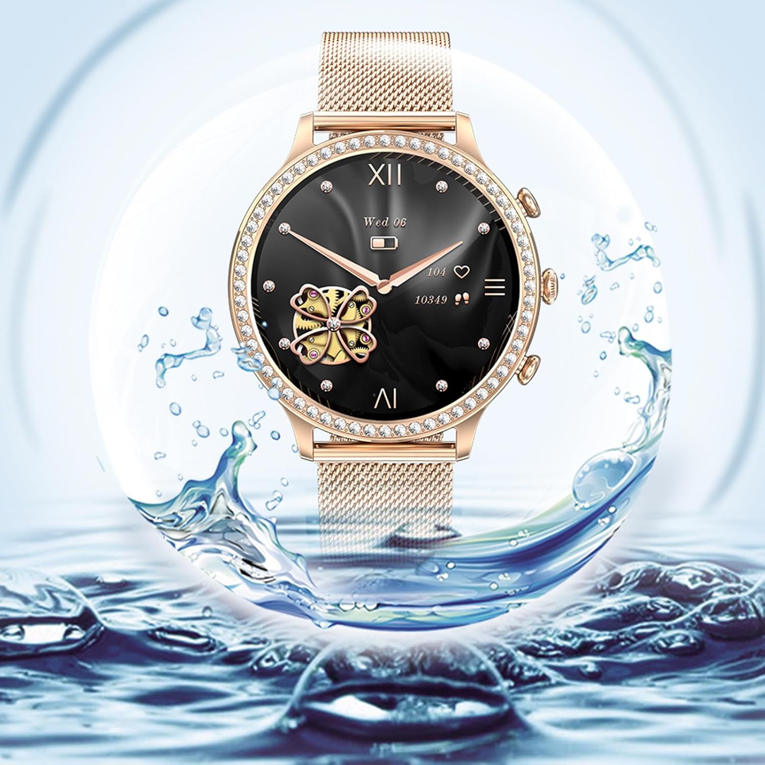 Smart Watch Women Bluetooth Calls for Android iOS Phone Sport Fitness Activity Tracker 1.32" HD Full Touch Screen Heart Rate Sleep Monitor Ladies Silver Mesh Smartwatch Gift,G