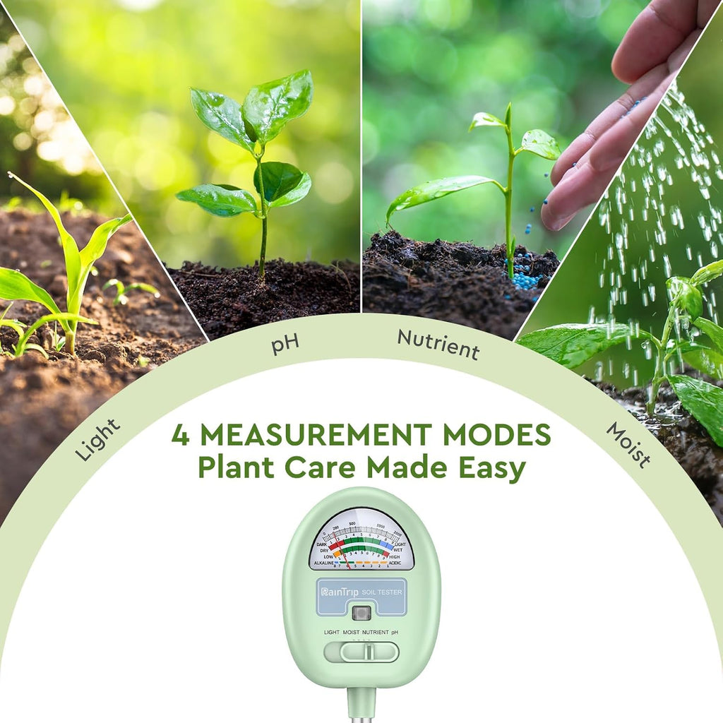 Soil Moisture Meter,4-In-1 Soil Ph Meter, Soil Tester For Moisture, Light,Nutrients, Ph,Soil Ph Test Kit, Great For Garden, Lawn, Farm, No Battery Required, Gifts For Plants Lover