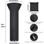 Patio Heater Covers With Zipper And Storage Bag,Waterproof,Dustproof,Wind-Resistant,Sunlight-Resistant,Snow-Resistant,Black,89'' Height X 33" Dome X 19" Base