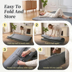 Japanese Floor Mattress, Futon Mattress Roll Up Tatami Mat With Handle, Foldable Floor Bed Sleeping Pad For Camping, Twin Size, Grey(39X75)