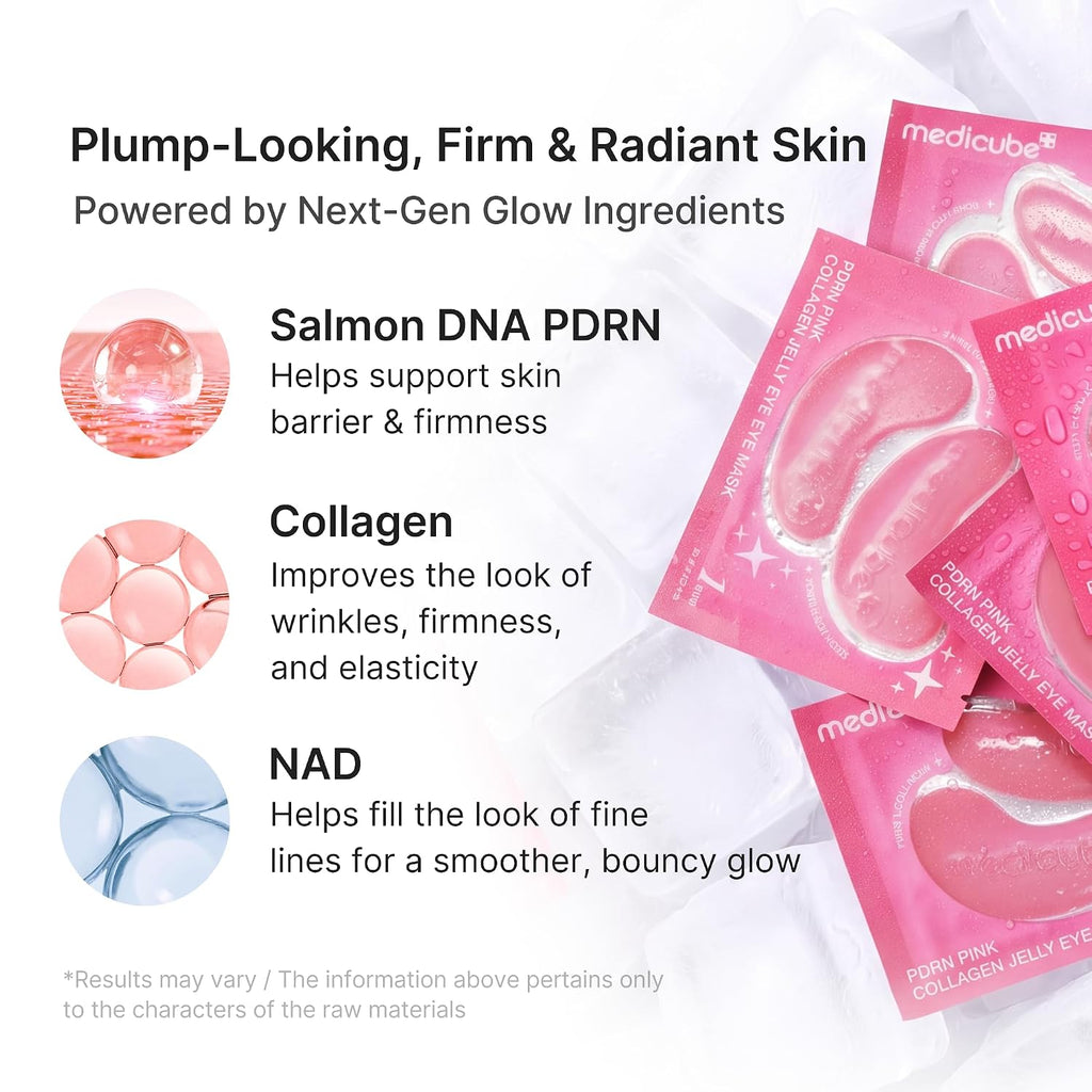 Medicube Jelly Eye Mask Pdrn Pink Collagen | Hydrogel Eye Patches With Pdrn, Collagen, Nad | Refreshing For Puffy, Tired Eyes | Firming For Look Of Wrinkles, Fine Lines | Korean Skincare (50 Pairs)