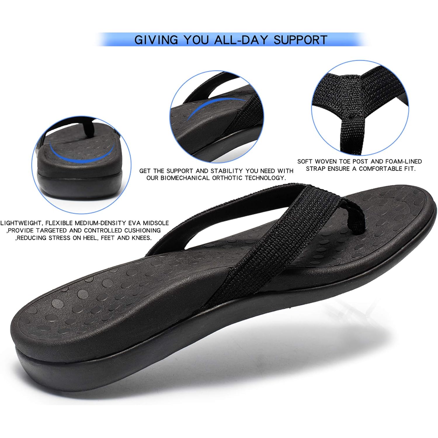 Llsoarss Plantar Fasciitis Feet Sandal With Arch Support - Best Orthotic Flip Flops For Flat Feet，Heel Pain- For Women