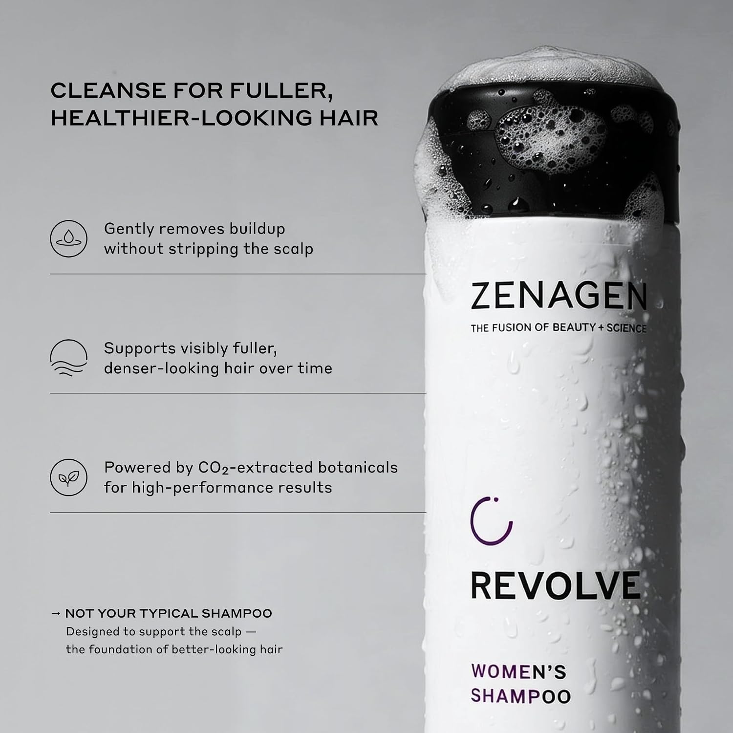 Zenagen Revolve Women'S Thickening Shampoo | Supports Appearance Of Fuller, Healthier-Looking Hair, Developed For Fine & Visibly Thinning Hair, Plant-Based, Color-Safe, 5-Minute Treatment