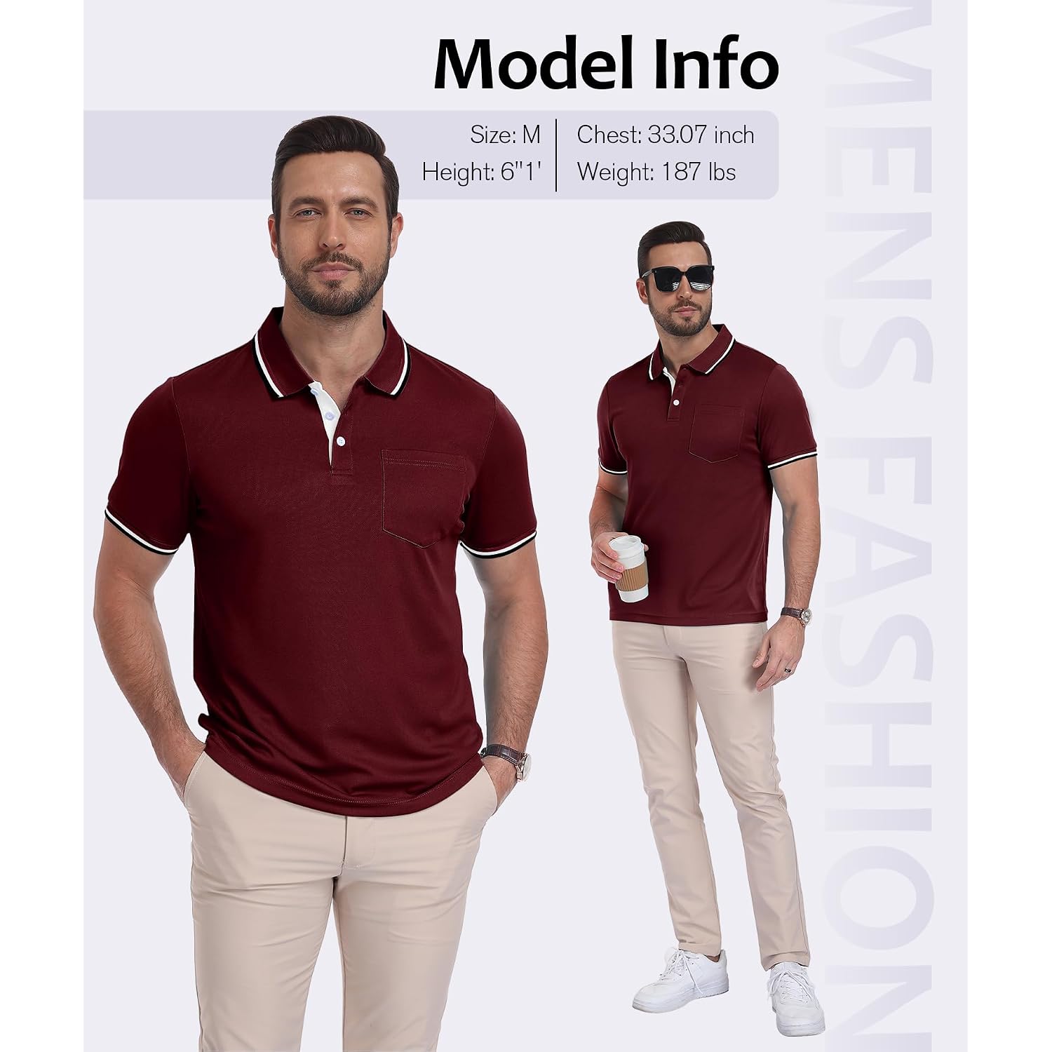 Swisswell 5 Pack Mens Polo Shirts Short Sleeve With Pocket Performance Golf Polos For Men Casual Collared Athletic T-Shirt