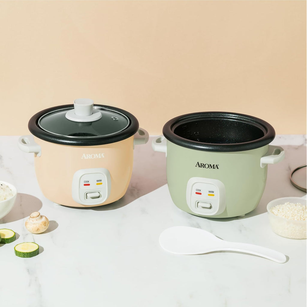 AROMA® Mini Rice Cooker, 2-Cup (Uncooked) / 4-Cup (Cooked), Grain Cooker, Soup Maker, Oatmeal Cooker, Auto Keep Warm, 1 Qt, Light Green