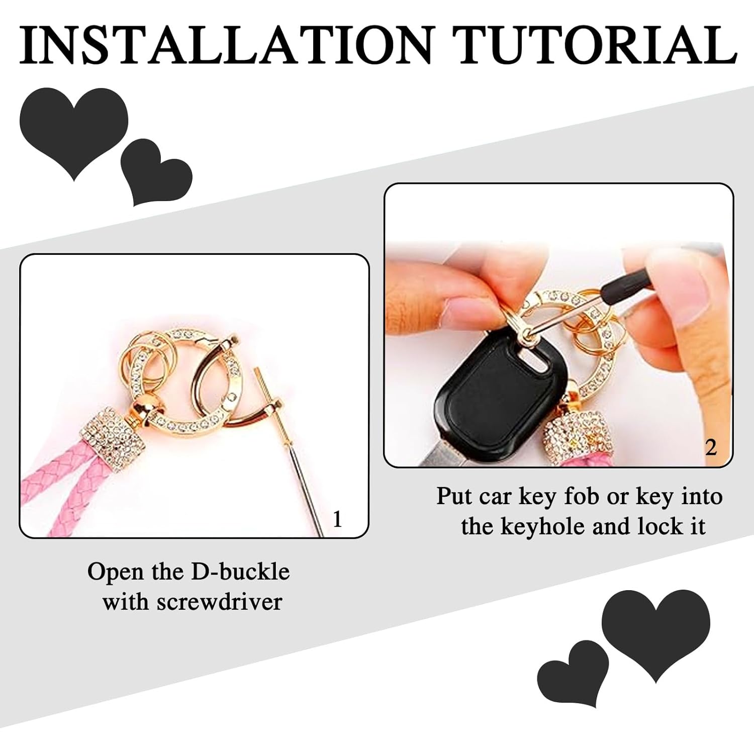 Heart Keychain Wristlet Bling Keychains For Women Girls Key Chain For Car Keys Purse Charms Handbag Backpack Accessories